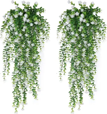 Produktbild von 1/2 Stück hängende künstliche Blumenrebe, UV-beständig, hängende Kunstblumenpflanzen, Kunststoff-Efeu, Heimhochzeit, Innen- und Außenbereich, Gartendekoration, Foto-Requisiten