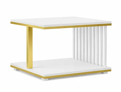 Produktbild von LAMI in Weiß mir Goldenen Elementen Moderner Beistelltisch 60 × 60 x 40 cm, KI-generiertes Bild