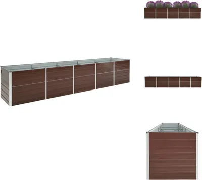 Obrázok produktu pre vidaXL Zvýšený záhradný záhon z pozinkovanej ocele 400 × 80 × 77 cm hnedý - Kvetináče a sadenice