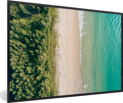 Produktbild von MuchoWow® MuchoWow® Gerahmtes Poster Strand - Bäume - Wasser 90x60 cm - Poster mit zchwarzem Bilderrahmen - Fotorahmen - Foto-Plakat