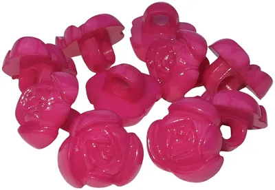 Rosenknöpfe 10 Stück, 10x11x8 mm, rosa, Kunststoff, 3 mm Öffnung