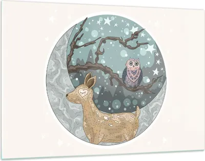 Produktbild von Bilder auf glas - Tiere Nacht Mond Eule - 120x80cm - Glasbilder - Wandbilder - Kunstdruck - zum Aufhängen bereit - Wanddekoration aus Glas - Glas Bilder - Wandbild auf Glas - GAA120x80-2853