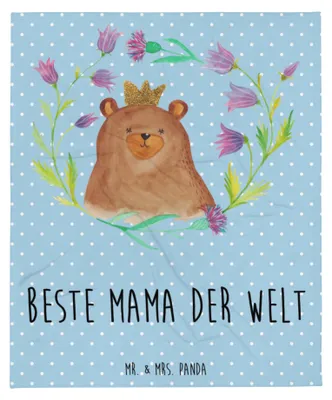 Produktbild von Mr. & Mrs. Panda Sofaüberwurf Bär Königin - Blau Pastell - Geschenk, Mutti, Teddy, Mama, Plaid, Bettdecke, Decke, Wohndecke, Mom, Muttertag, Kuscheldecke, Lieblingsmensch