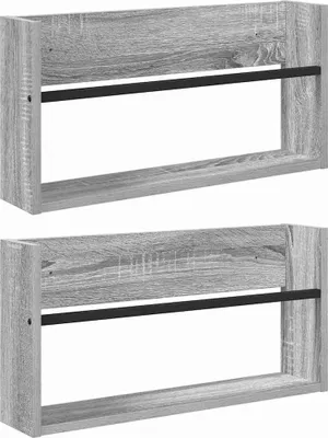 Produktbild von vidaXL Magazinregal 2 stk. Graues Sonoma 60 x 12 x 30 cm Holzwerkstoff