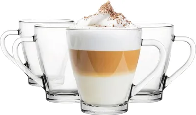 Produktbild von Set von 4 Kaffeegläsern mit Henkel, 200 ml, spülmaschinenfest, transparent