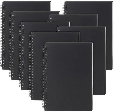 Zdjęcie produktu dla Zeszyty A5 - 8 sztuk - zszywane - czarne - 60 kartek/120 stron - zeszyt papierowy - notatnik