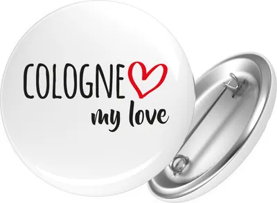 Produktbild von Huuraa Button Cologne my love 59mm rund mit Sicherheitsnadel Ansteckbutton Geschenkidee