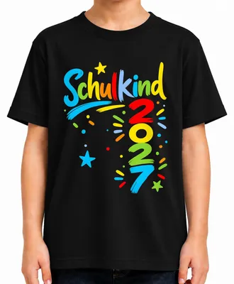 Produktbild von Schulkind 2027 Einschulung Erster Schultag Geschenk Grundschule Kinder T-Shirt, Schwarz, 140