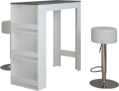 Zdjęcie produktu dla Zestaw stołu barowego Vicco Repose Biały/antracyt 45 x 110 cm z 2 stołkami barowymi, Model 55726
