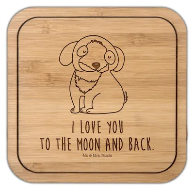 Produktbild von Mr. & Mrs. Panda Tischschoner Hund Entspannen - Transparent - Geschenk, Haustier, Liebe, Süß, gläseruntersetzer, Coaster, Untersetzer Kork, Verliebt, Flaschenuntersetzer