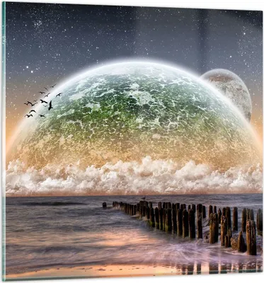 Produktbild von Bilder auf glas - Abstraktion Planet Erde Globus - 60x60cm - Glasbilder - Wandbilder - Kunstdruck - zum Aufhängen bereit - Wanddekoration aus Glas - Glas Bilder - Wandbild auf Glas - GAC60x60-0353