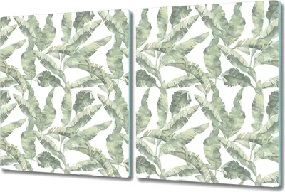 Produktbild von Herd-Abdeckplatte Glas Schneidebrett Ceranfeld-Abdeckung - 2x 40x52 cm - blätter exotische