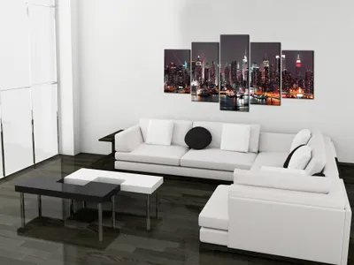 Produktbild von Akustikbild Abstrakt 200x100 cm 5-teilige Bilder Akustikschaum Hochleistungsschallabsorber Schallschutz Leinwand 5 tlg Wandbild Raumakustik Schalldämmung 9020106