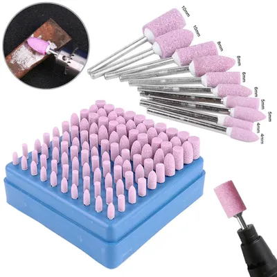 Produktbild von 100 stk.4/5/6/8/10mm Schleifstein Set Polierstifte Schaft Ø3mm für Dremel Bohrmaschine