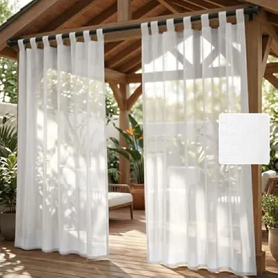 Produktbild von 2 Stück Outdoor Vorhänge, wasserdichte Außenveranda mit Klett-Schlaufen-Top, Terrasse Vorhänge, Sonnenschutz Sichtschut