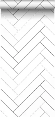 Obrázek produktu pro ESTAhome tapeta rybí kost černobílá - 139219 - 0,53 x 10,05 m