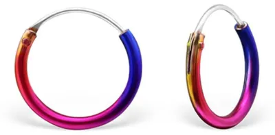 Produktbild von Creolen „Regenbogen“: bunte Ohrringe aus Silber (12 mm)