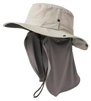 Produktbild von Sonnenhut Herren mit Nackenschutz UPF 50 Wasserdicht Breite Krempe Grau M-L