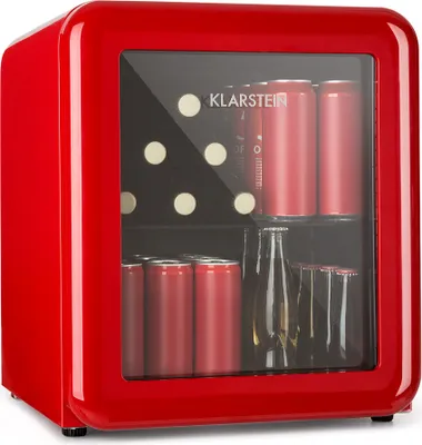 Produktbild von Klarstein PopLife Getränkekühler - Mini-Bar, Retrokühlschrank, 0-10°C, nur 39 dB, 48 L, umweltfreundlich, doppelt verglaste Tür, Retro-Design, rot