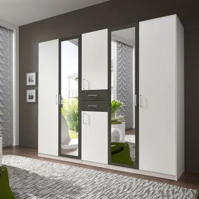 Produktbild von Kleiderschrank 225cm in weiß und graphit DUNMORE-43