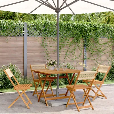 Produktbild von Maison Exclusive - 5-tlg. Garten-Essgruppe Polypropylen und Massivholz Beige