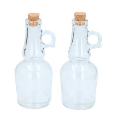 Image de set de 2 carafes distributrices de vinaigre et d'huile de 250ml chacune en verre avec bouchon et anse