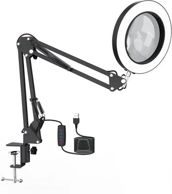 Obrázek produktu pro Stmívatelná stolní lampa Unyqoos® s lupou a svorkou pro flexibilní použití