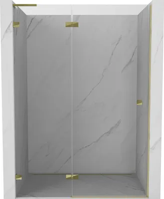 Image de Mexen Lunar L porte de douche pivotante gauche 140 cm, transparent, or - 834L-140-000-50-00-L