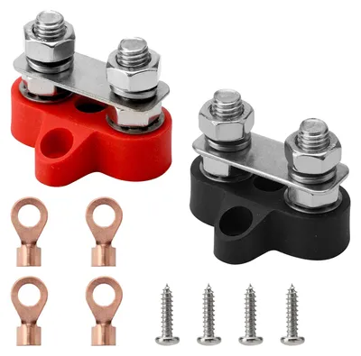 M8 Verteilerklemme 2er-Pack, 12–48 V, schwarz-rot