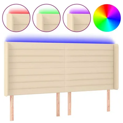 Produktbild von vidaXL LED Kopfteil Creme 203x16x118/128 cm Stoff