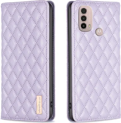 Produktbild von Moto E40 Hülle, Elegant Bookstyle Flip Leder Kartenfächer Schutzhülle mit Ständer für Motorola Moto E30 E40 Lila