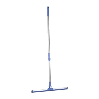 Image de Raclette Relaxdays avec manche télescopique, H x l : 84–135 x 52 cm, lame en caoutchouc, acier inoxydable, articulation réglable, argent/bleu