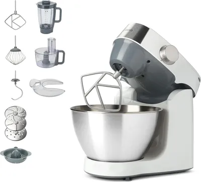 Produktbild von Kenwood Prospero+ KHC29.H0WH Küchenmaschine, 4,3 l Edelstahl Schüssel, 1000 Watt, inkl. 9-teiligem Zubehör-Set mit Zerkleinerer, Acryl-Mixaufsatz,