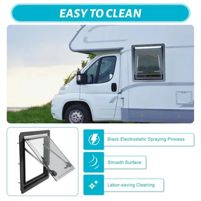 Produktbild von Campingfenster für Wohnwagen und Wohnmobile – Ausstellfenster mit Belüftung und Verdunklung, 450 x 500 mm