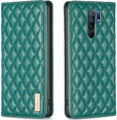 Produktbild von Redmi 9 Hülle, Elegant Bookstyle Flip Leder Kartenfächer Schutzhülle mit Ständer für Xiaomi Redmi 9 Grün