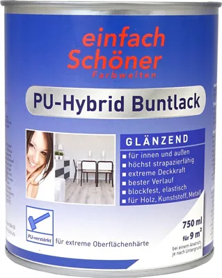 Produktbild von einfach Schöner PolyurethanHybrid Buntlack glänzend, 750 ml, RAL 9005 Tiefschwarz