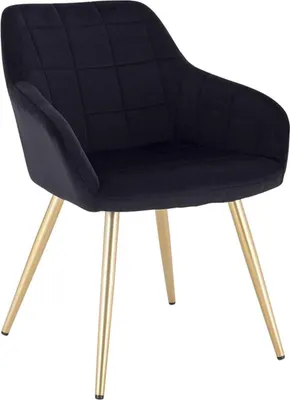 Image de Chaise de salle à manger - Noir/Or - Velours - Avec Accoudoirs - Chaise Kuip - 1 pièce
