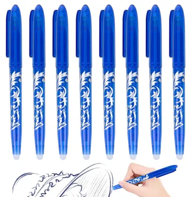 Ausradierbarer Gelstift 8er Set, blau, 0,5 mm, für Schule & Büro