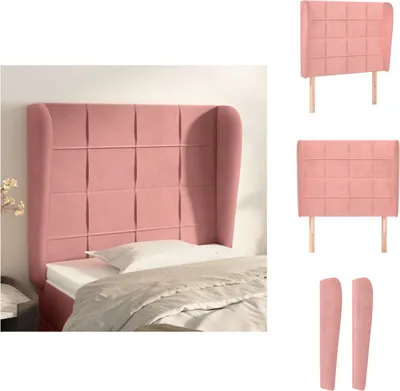 Produktbild von vidaXL Kopfteil mit Ohren Rosa 103x23x118/128 cm Samt -  Kopf- & Fußenden