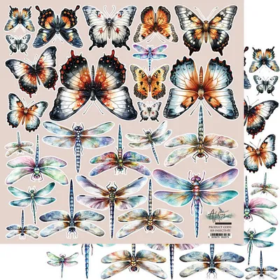 Produktbild von ALCHEMY OF ART 30x30cm doppelseitig Scrapbooking Papier 250g, Insekten