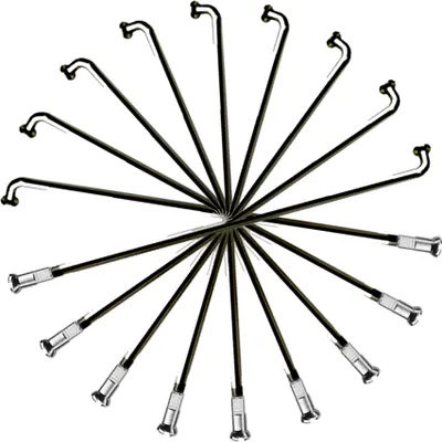 Produktbild von 37 Stück Fahrrad Speichen BÜCHEL 234mm lang Ø 2,34 mm mit Nippel Schwarz black