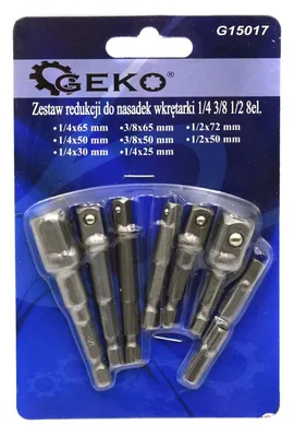 Obrázok produktu pre Sada adaptérov na nástrčné kľúče a bity Hex 1/4'', 3/8'', 1/2'', 8ks, Geko