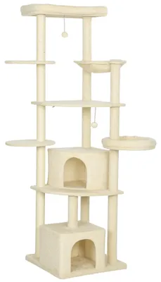 Immagine prodotto di Albero per gatti, altezza 200 cm, adatto a 2-3 gatti | Colore: marrone | Dimensioni: 59x59x200 cm
