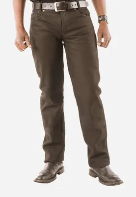Immagine prodotto di Pantaloni in pelle basic nubuck - marrone / 31
