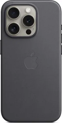 The back of a dark gray iPhone case with the Apple logo embossed in the center.