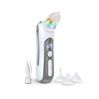 Produktbild von Vulpes Goods Nasensauger Baby Elektrisch, Multi. 2 in 1 Nasensauger für Neugeborene, mit 5 Staubsauger Saugstufen und 3 Silikondüsen Anti Reflux