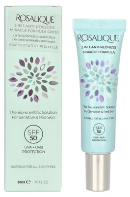 Produktbild von Rosalique 3 in 1 Anti-Redness Miracle Formula SPF50, Alle Hauttöne, Frauen, Anti-Rötung, Tube, 1 Stück(e)