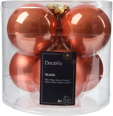 Produktbild von Weihnachtskugeln Glas 8cm 6 Stück - Kürbis