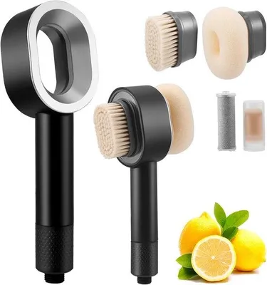 Produktbild von 3-in-1 Duschkopf - Schwarz - Aktivkohlefilter - Hochdruckfunktion - Für Entspannung und Pflege