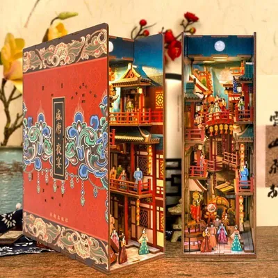 Zdjęcie produktu dla Miniaturowy domek Book Nook - Bankiet Dynastii Tang - Puzzle 3D - 260 elementów - Domek miniaturowy - z oświetleniem LED